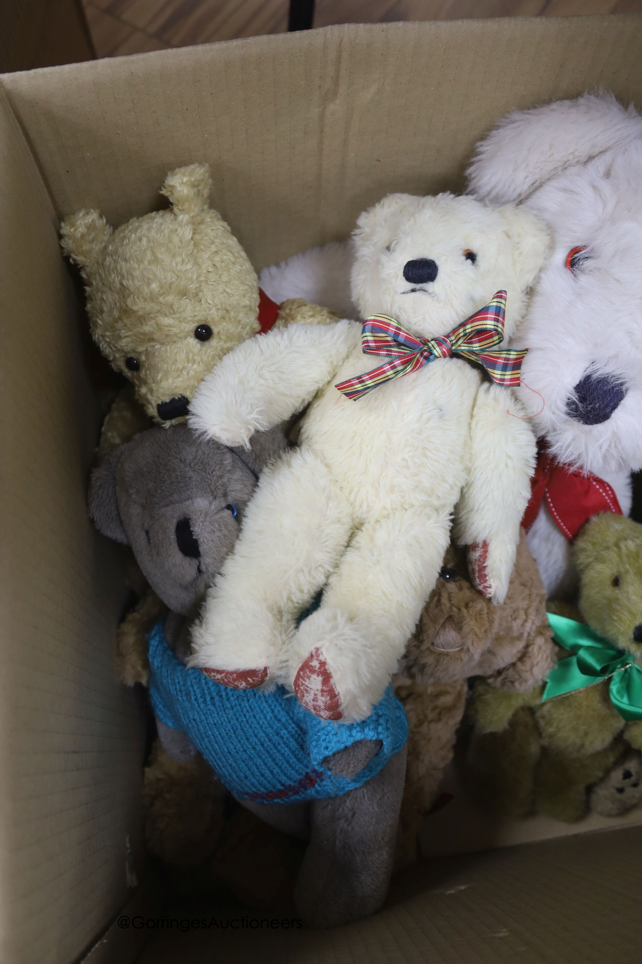 Eight assorted modern bears including a Disney Winnie the Pooh and two Boyds